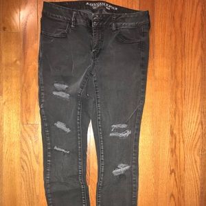 American Eagle Distressed Black Jeggings